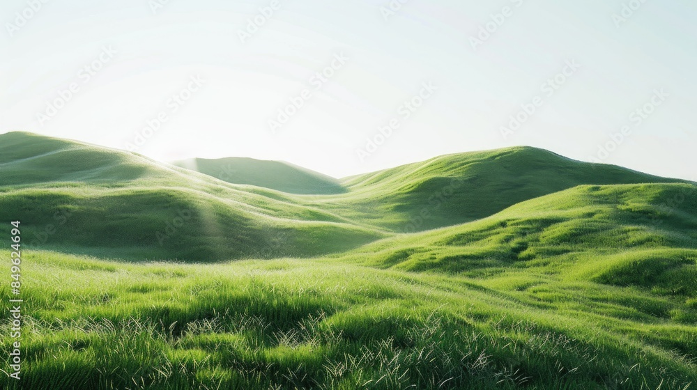 View of the grassy hill illuminated by sunlight during summer View of the grassy hill illuminated by sunlight during summer