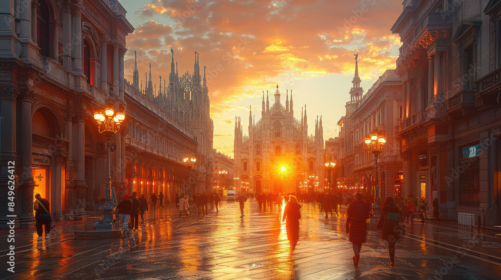 Fototapeta premium Capture the grandeur of Milan, Italy created with Generative AI technology