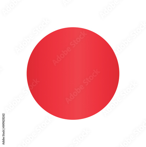 Bright red circle gradient effect isolated white background. Japanese national flag representation design round icon. Minimalist red round solid flat graphic ideal