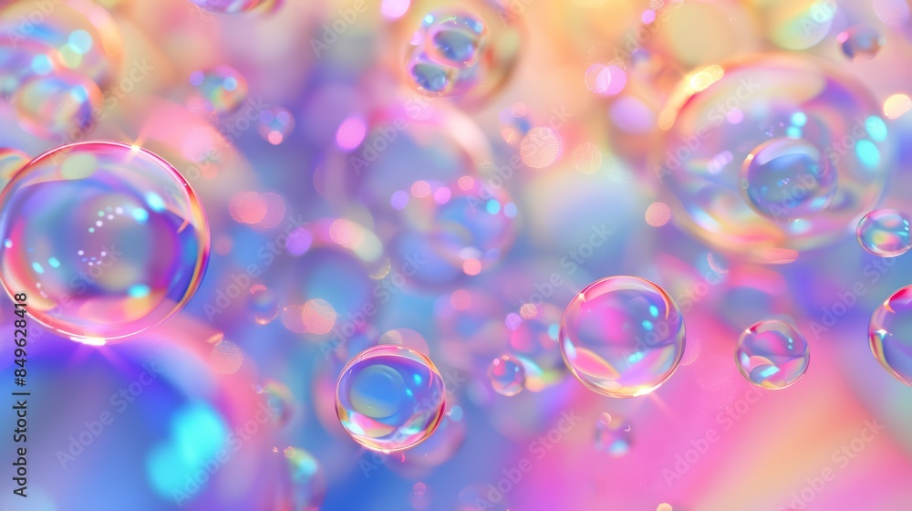 A close up of a colorful background with bubbles floating in it, AI A close up of a colorful background with bubbles floating in it, AI