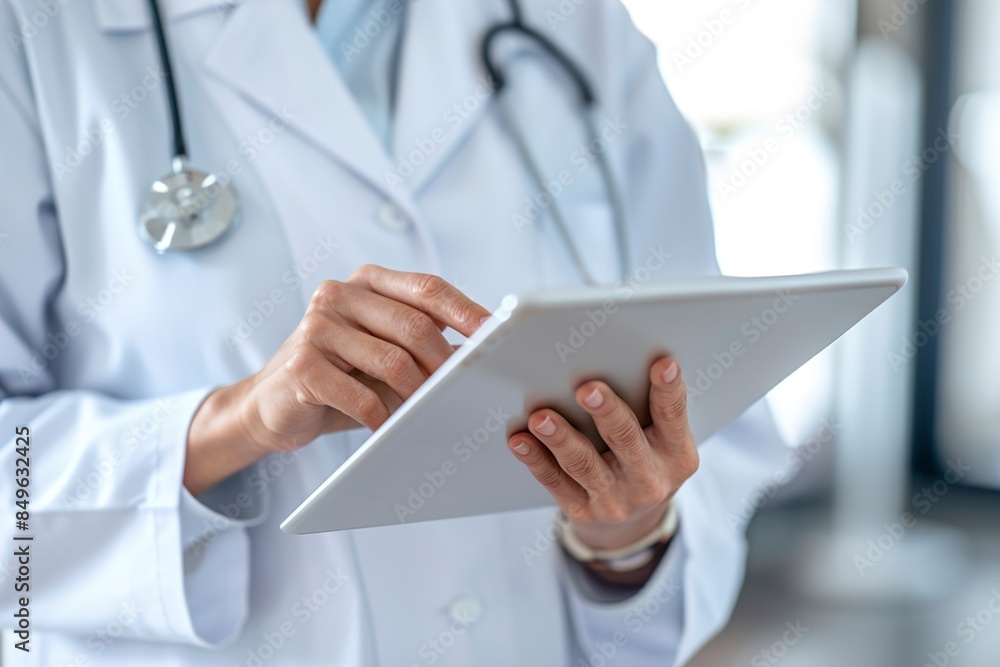 A woman doctor hands using digital tablet A woman doctor hands using digital tablet