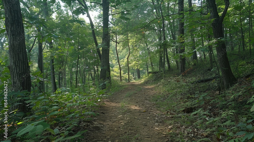 Obraz premium A trail for hiking in the woods