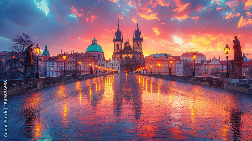 Fototapeta premium Capture the grandeur of Prague, Czech Republic created with Generative AI technology