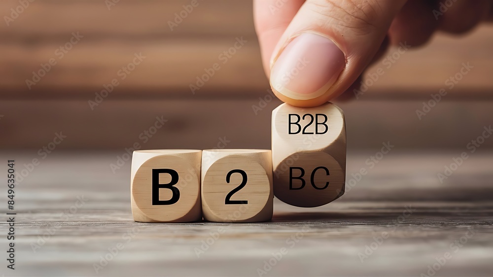 Business to Business or Busness to Consumer? Hand turns a dice and changes the expression Business to Business or Busness to Consumer? Hand turns a dice and changes the expression