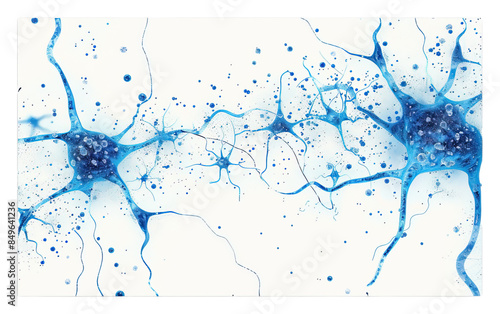 Blue neurons on transparent or white background
