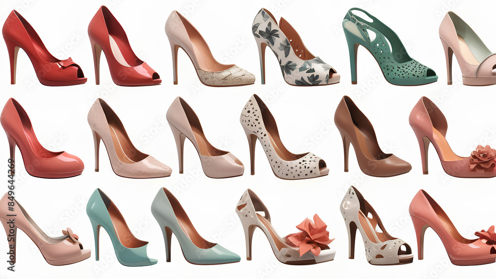 Cutouts of Women's Shoes - Collection of Various Styles and Colors Cutouts of Women's Shoes - Collection of Various Styles and Colors
