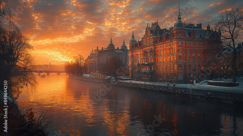 Capture the grandeur of Stockholm, Sweden created with Generative AI technology