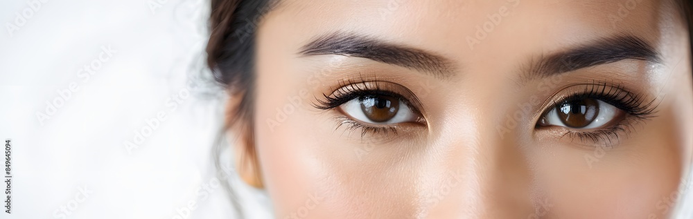 Naklejka premium Close-up of beauty Asia woman eye on white background