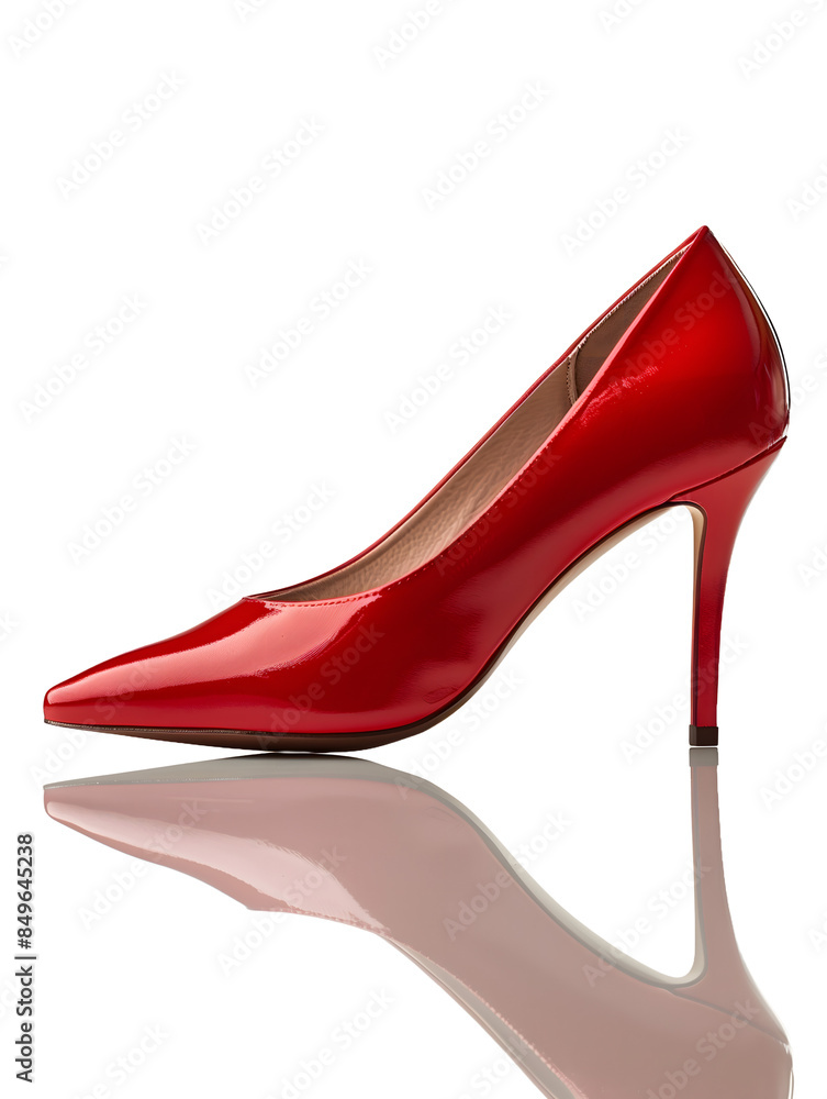 Zapato de tacón alto rojo brillante Zapato de tacón alto rojo brillante