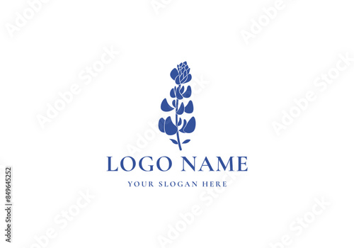 Logo Blue bonnet flower, Logo Botanical, floral and herbal plants. Editable file