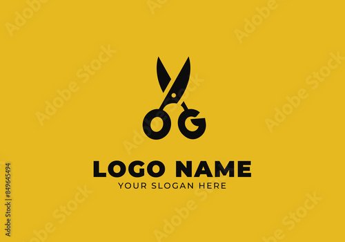 logo letter g with scissors bold style. Logo barbershop, minimalist and modern. Editable file
