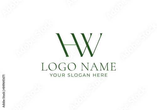 logo initial H W feminine typography. Logo beauty, fashion and skincare. Editable file