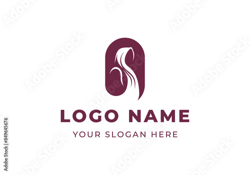 logo women hijab in ellipse shape. Logo beauty, woman, muslim. Editable file