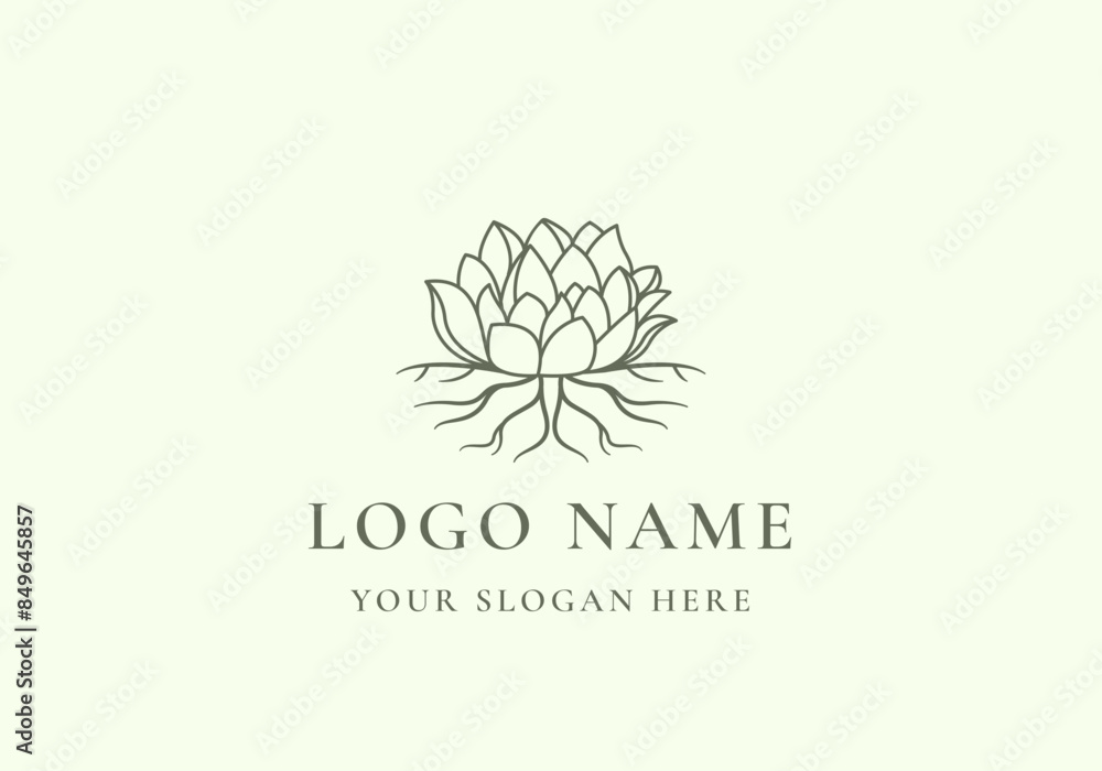 logo lotus with roots, logo line, floral, botanical. Editbale file logo lotus with roots, logo line, floral, botanical. Editbale file