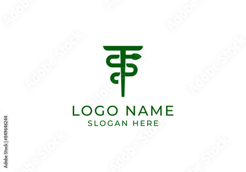 logo letter T with snake letter S. logo medical, pharmacy, typography. Editable file