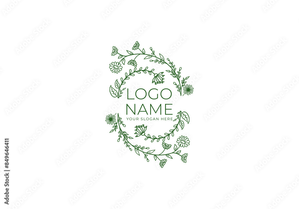Logo wild flower spiral line art. Logo floral, botanical, nature. Editable file Logo wild flower spiral line art. Logo floral, botanical, nature. Editable file