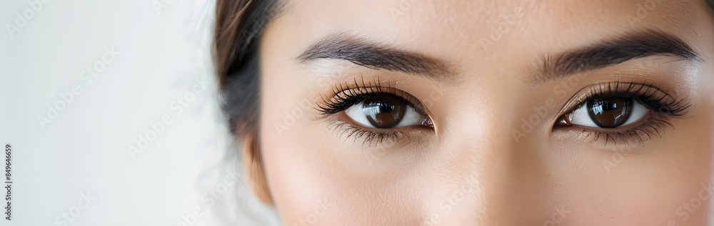 Obraz premium Closeup of beauty Asia woman eye on white background