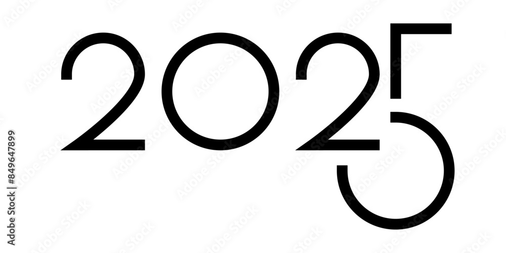 Vector. Happy new year 2025 logo text design. Design templates with 2025 typographic logo. 2025