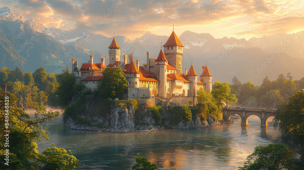 Capture the grandeur of Vaduz, Liechtenstein created with Generative AI technology Capture the grandeur of Vaduz, Liechtenstein created with Generative AI technology