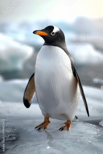 Penguin on ice Generative AI photo