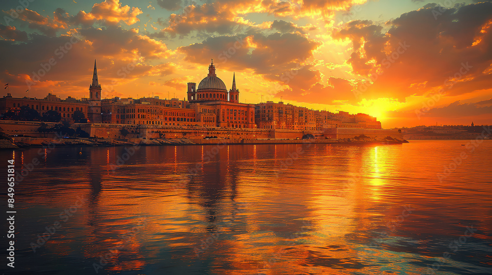 Capture the grandeur of Valletta, Malta created with Generative AI technology Capture the grandeur of Valletta, Malta created with Generative AI technology