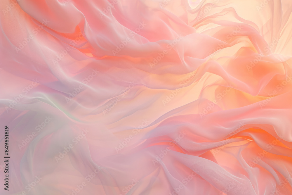 Fototapeta premium Draped fabric in soft pink and orange hues