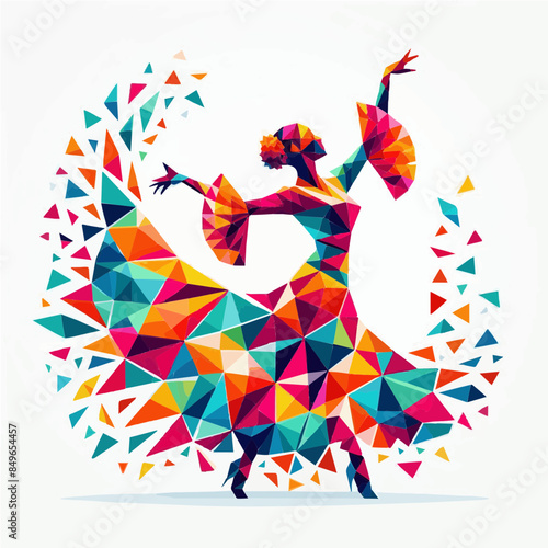 Flamenco dancer dancing, vector image on white background