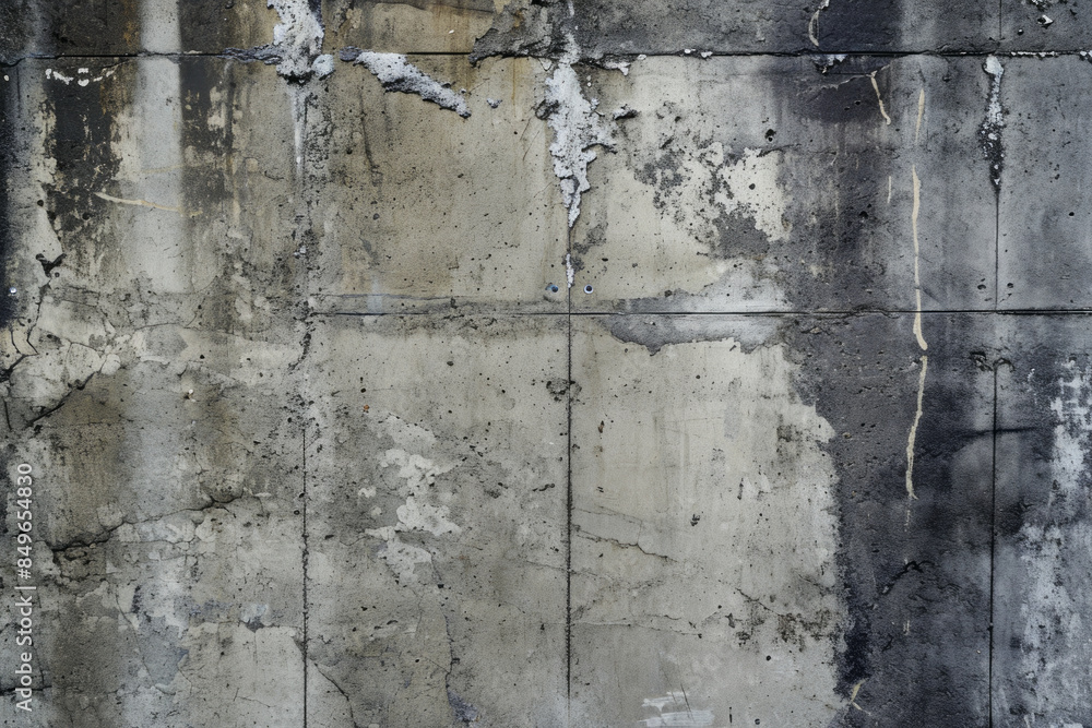 A close-up of a concrete wall with cracks and stains A close-up of a concrete wall with cracks and stains