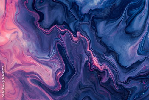 Abstract, swirled, blue and pink paint