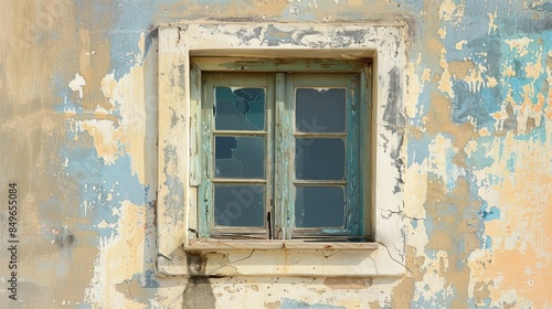 Greek architectural aesthetics of Santorini through a window