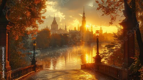 Capture the grandeur of Warsaw, Poland created with Generative AI technology