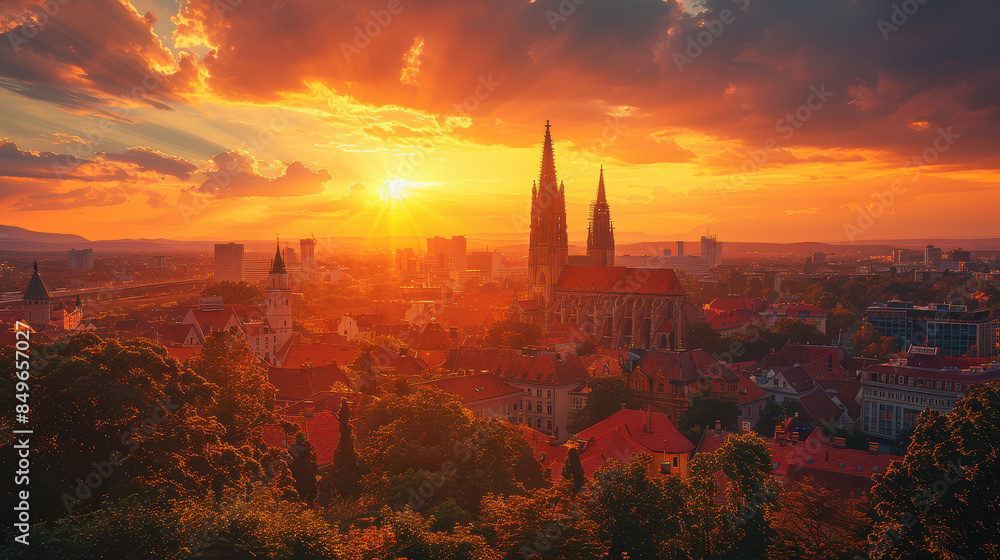 Naklejka premium Capture the grandeur of Zagreb, Croatia created with Generative AI technology