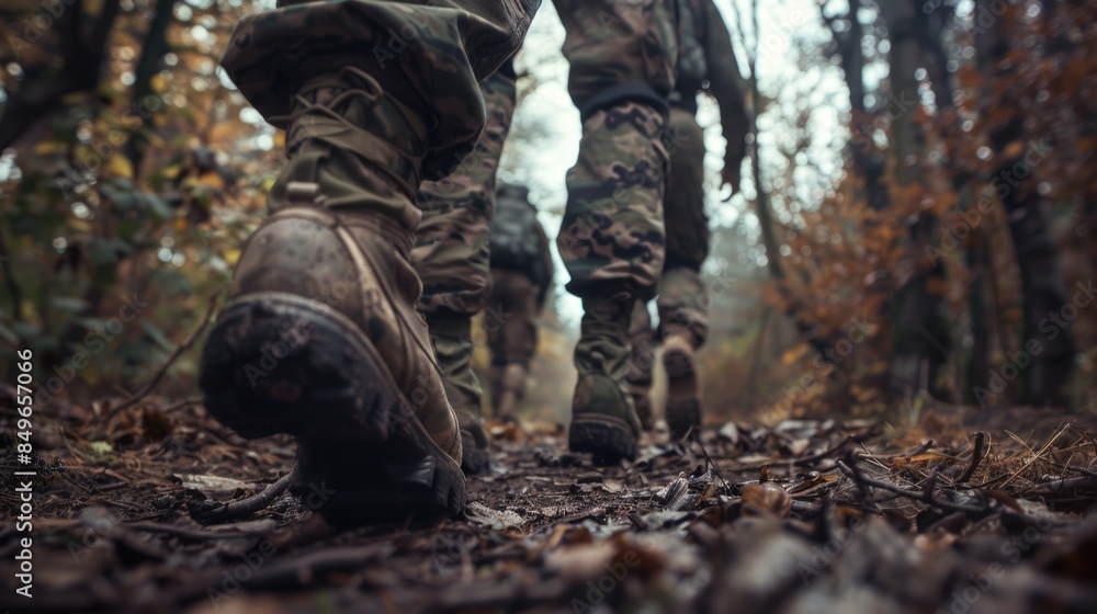 Two Soldiers Walking Through Woods Two Soldiers Walking Through Woods