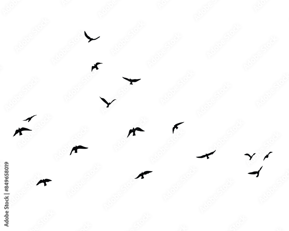 black flock of birds hand drawn design vector fliying black flock of birds hand drawn design vector fliying