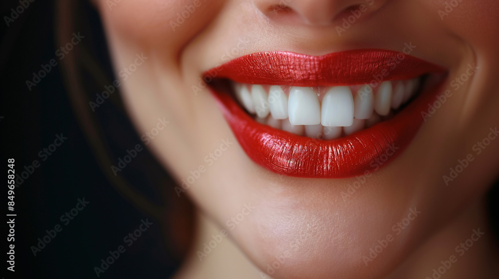 Obraz premium close up of smiling mouth , Hollywood smile , white teeth 