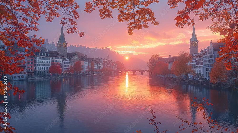 Fototapeta premium Capture the grandeur of Zurich, Switzerland created with Generative AI technology