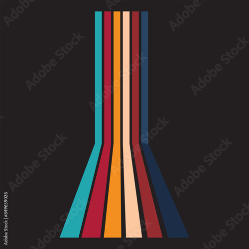  Retro vintage 70s style stripes background poster lines vector illustration. colorful stripes banner abstract stylish .