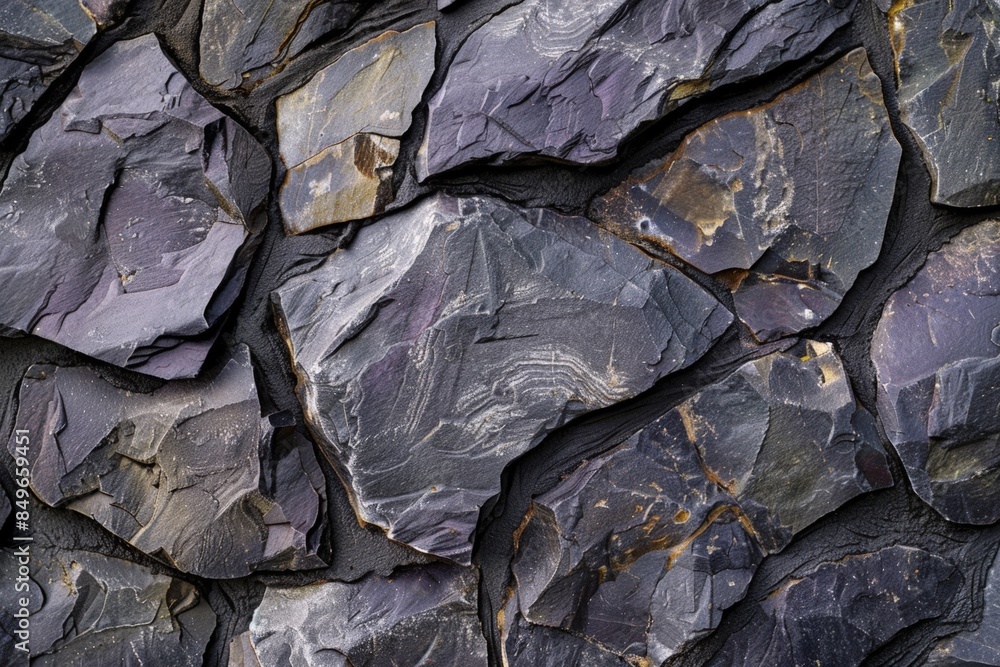 Sturdy wall made of dark grey slate stone with a rough, rugged texture, perfect for versatile backgrounds in various projects. Adds vintage charm and industrial nod to designs Sturdy wall made of dark grey slate stone with a rough, rugged texture, perfect for versatile backgrounds in various projects. Adds vintage charm and industrial nod to designs