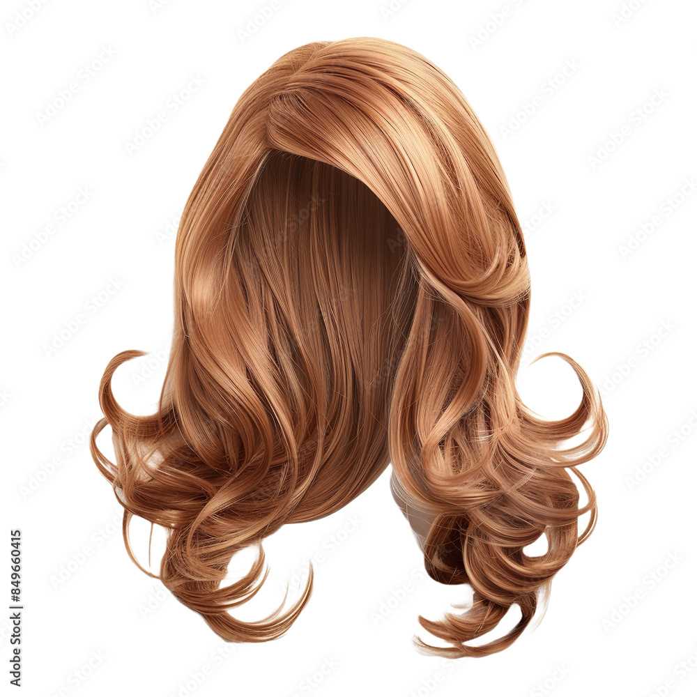 Stylish hair wig with trendy design on transparent or white background Stylish hair wig with trendy design on transparent or white background