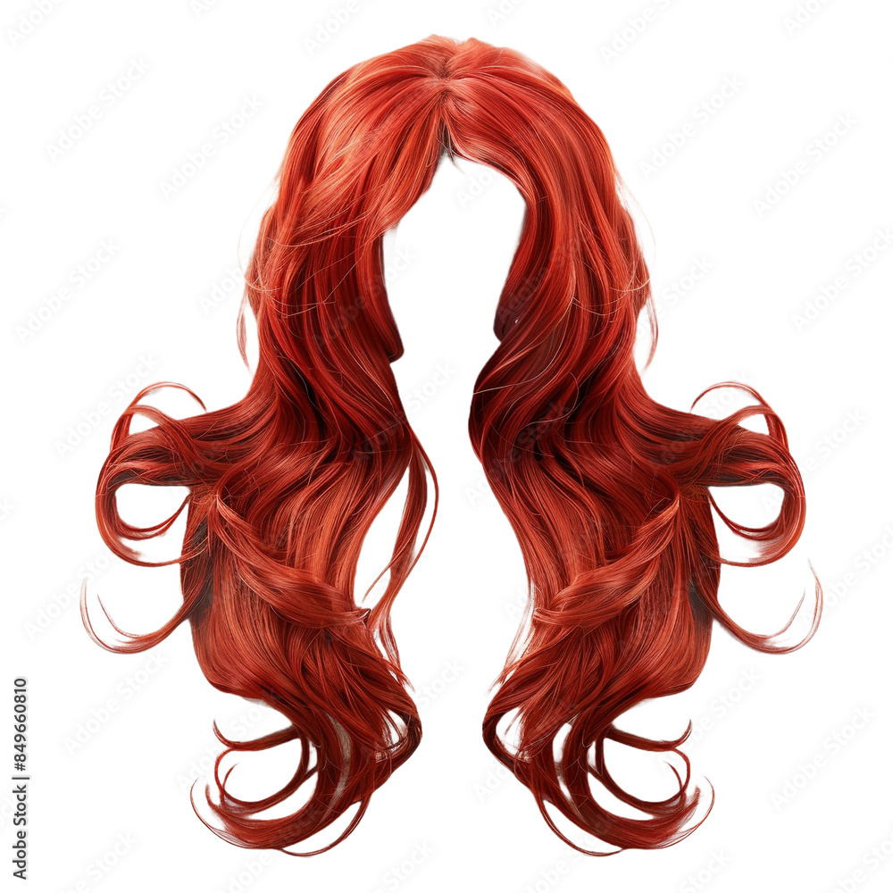 Stylish hair wig with trendy design on transparent or white background Stylish hair wig with trendy design on transparent or white background