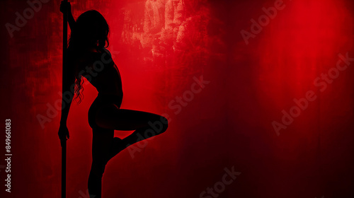 silhouette of a girl dancing on a pole