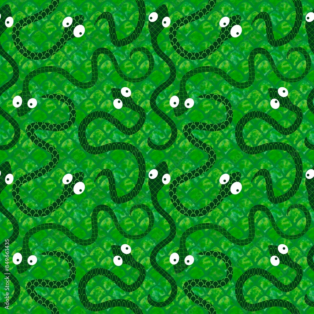 Cartoon animals seamless snake pattern for wrapping and kids new 2025 year Cartoon animals seamless snake pattern for wrapping and kids new 2025 year