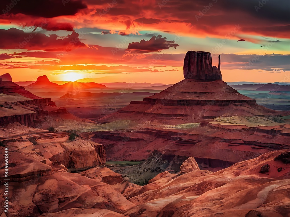 Naklejka premium Majestic Sunset Over Desert Mesa