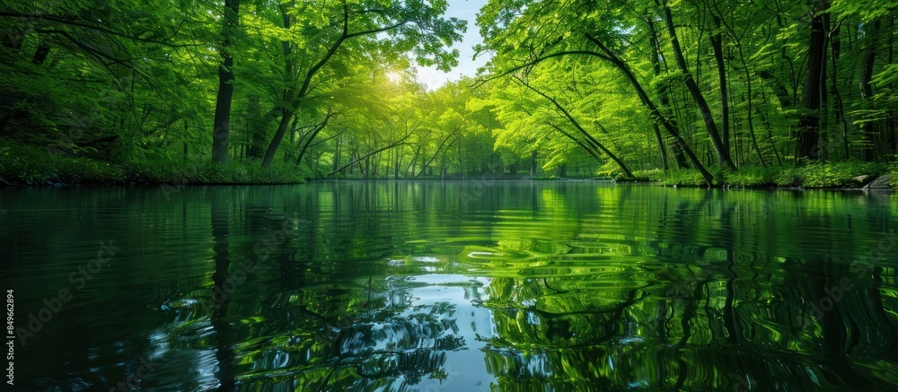 Tranquil river in lush forest Tranquil river in lush forest