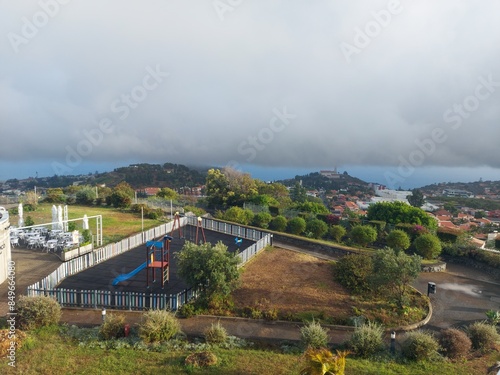 Madeira island, viewpoint, view, cliff, mountain, city, cityescape, travel, portugal, tourism, clouds, sun photo