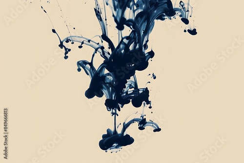 The stark minimalism of a single drop of ink dispersing in water