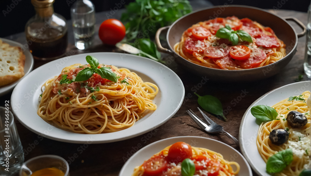 Plate of spaghetti, traditional Italian food Plate of spaghetti, traditional Italian food