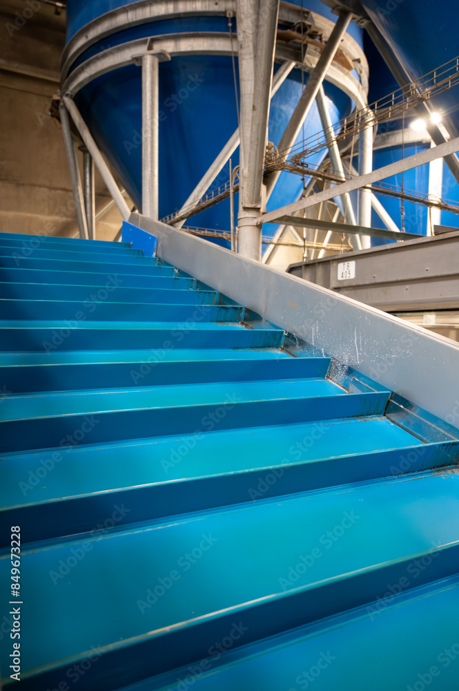 Fototapeta premium Fresh vegetables processing equipment after harvesting, storage, sorting, washing, cutting, packing, agriculture in Netherlands