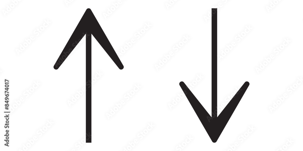 Simple up and down arrows. up, upload, down, download, arrow, icon symbol for direction pointer vector illustration. Simple up and down arrows. up, upload, down, download, arrow, icon symbol for direction pointer vector illustration.