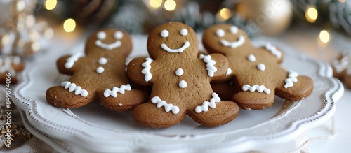 Gingerbread men on a white plate